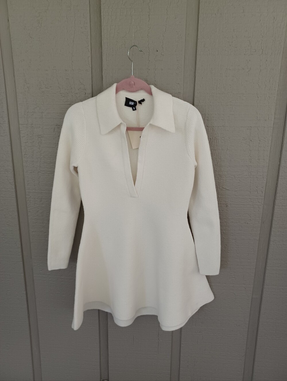 Ser.O.Ya Clara Knit Sweater Mini Dress Size S Long Sleeve Stretch In Eggshell